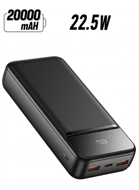 iOsuite Power Bank 20000mAh PD 20W & 22.5W Fast Charging, Charge 3 Devices Simultaneously, Air Travel Approved Portable Charger with LED Digital Display, USB-C & Dual USB-A Compatible with iPhone, Samsung, iPad & More – Black